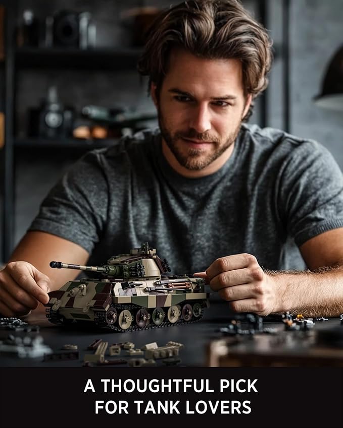 Nifeliz King Tiger Tank Building Set, WW2 Military Tank Model Toy for Adults, Collectible Army Display Piece and Gift for Enthusiasts (1,267 PCS, NF10315)