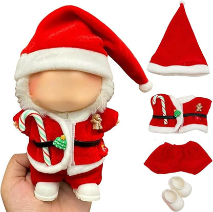 Doll Outfit Clothes Set for 17cm Dolls, Cute Dolls Accessories, Premium Fashion Hat Overalls Sweater Bag Dress Jumpsuit, Christmas Set, NO Doll.(Christmas B4)