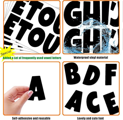 Bemeol 288 Pcs Bulletin Board Letters 24 Sheets 2.5 Inch Self Adhesive Vinyl Alphabet Stickers Letter for Poster Board Classroom School Home Decor(Black)