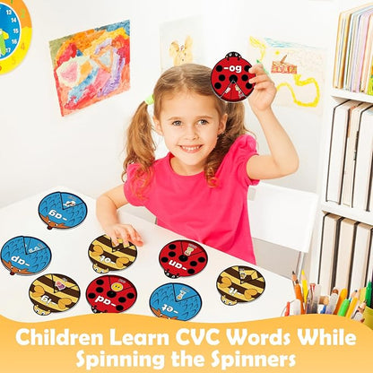 CVC Word Cards,CVC Word Games,Phonics Games,Speech Therapy Toys for Toddlers Kids,Learn to Read,Spelling Reading Learning Game,Kindergarten Preschool Learning Activities Educational Toy