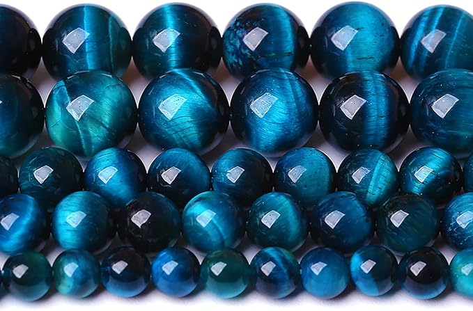 160PCS 4MM Blue Tiger Eye Beads Natural Stone Gemstone Spacer Loose Beads for Jewelry Making DIY Bracelet Semi Precious Beads Strand 2 Strands