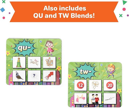 Super Blends Phonics Reading Game (22 Blends) - Phonics Games for Kids Ages 6-8, Reading Games for Emerging Readers, Best Reading Resources for Parents and Teachers