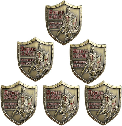 Put On The Whole Armor of God Challenge Coin Eph 6:13-17 3D Religious Collectible Coin (Pack of 6)