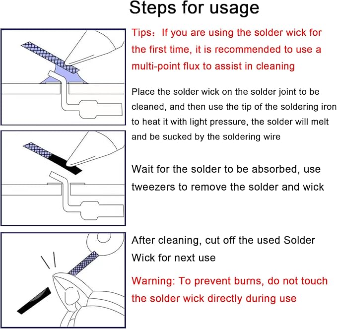 solder wick braid 10ft Length Desoldering Wick Braid Remover Tool Solder Sucker 1 piece No-Clean soldering Wick Wire Roll and Disassemble Electrical Components