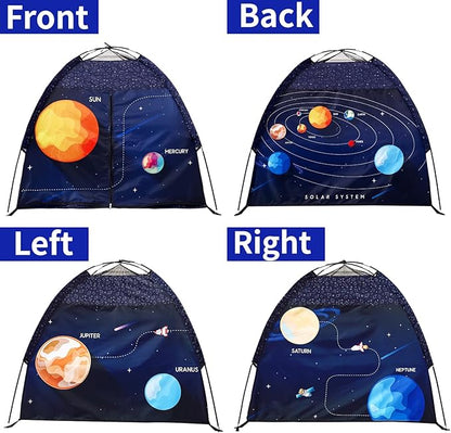 Kids Play Tent Lucky Castle Playhouse for Boys and Girls Easy Fun Dome Tent Camping Playground Pop Up Tent for Kids Indoor and Outdoor Imaginative Play Perfect Kid's Gift (Solar System)