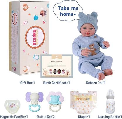 BABESIDE Realistic Reborn Baby Dolls Boy - Ailsa 17 Inch Lifelike Newborn Baby Doll Handmade Real Life Baby Dolls Reborn Toddler with Soft Cloth Body Gift Toys for Kids Age 3 +