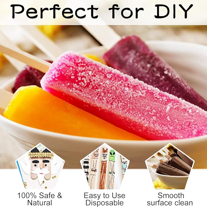 WISYOK 180 Pcs Wood Craft Sticks 5.9 Inch, Ice Cream Sticks, Jumbo Sticks, Popsicle Sticks, Ideal for Building Model, Kids Handicraft, and Creating Craft Projects