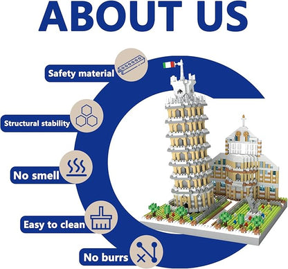 Leaning Tower of Pisa Micro Mini Building Blocks Set Italy Architecture Building Kits Famous Landmark Model Toys Gift for Adults Kids Teens 2500 PCS