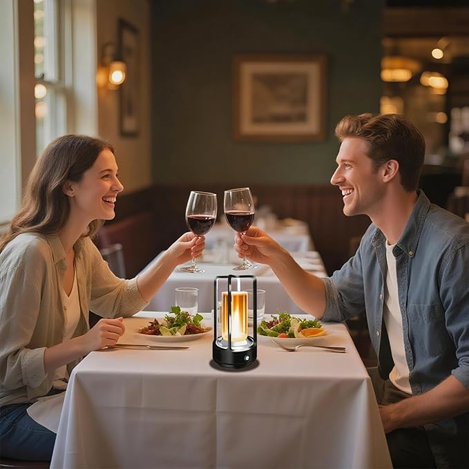 Portable Metal Table Lamp, 4000 mAh Rechargeable Outdoor Table Lamp, 3 Color Stepless Dimmable Cordless Lamp for Patio/ Camping/ Bar /Coffee Shop /Camping/ Indoor/Outdoor(Black)
