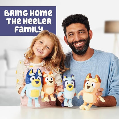 Bluey Heeler Family Stuffed Animal Set of 4, 7-8”, Soft, Bingo, Bandit, and Chilli Plush Figure Toys, Cuddly Plush Toys for Kids Ages 3+