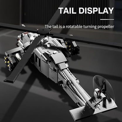 MISINI M7003 UH-60 Black Hawk Helicopter Building Blocks Set, 1159 Pieces Military Series Air Force Medium Utility Helicopter, 1:35 Adult Collection Toy Gift Model Aircraft
