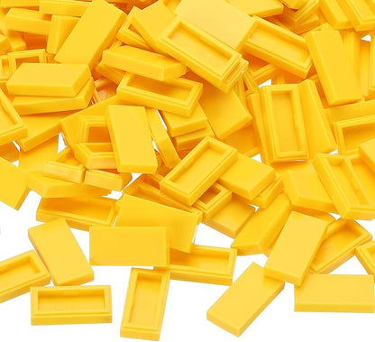 PATIKIL 555 Pcs Flat Blocks Bulk, 1x2 Square Yellow Classic Tiles Smooth Surface Mini Building Blocks Accessories Compatible Bricks Kits for Building Floor Walls Mosaic Pixel Arts