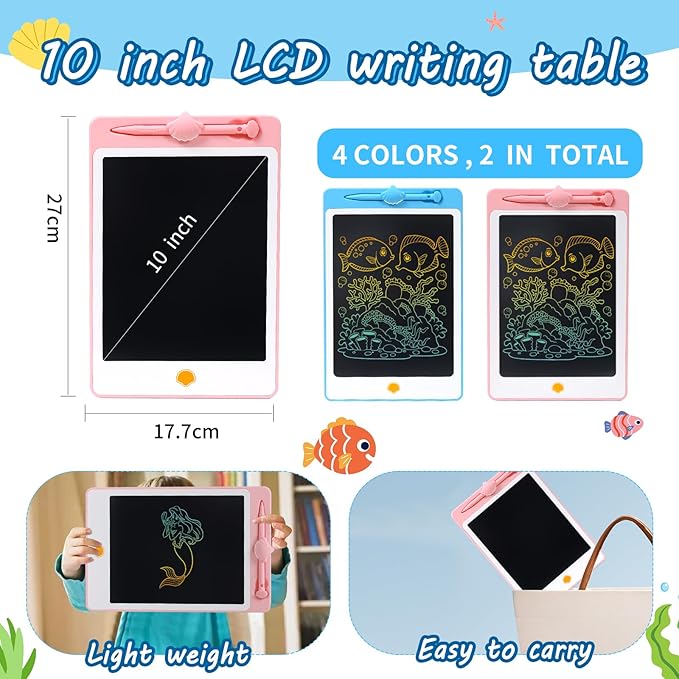 LCD Writing Tablet Doodle Board, 10 Inch Portable Drawing Board for Kids Reusable Writing Pad for Toddlers Educational Learning Toys Gifts for 3 4 5 6 7 8 Years Old Girls Boys (Blue, 10 inch)