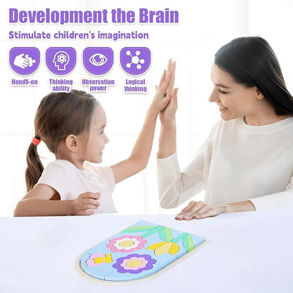 Jigsaw for Baby Boys, Wooden Puzzles for Toddlers 3-5, Boys Girls Birthday Gift for Kids Ages 4-6, Toddler Puzzles Montessori Toys for 3 Year Old, Great Gifts for 3+ Year Olds (Flowers)
