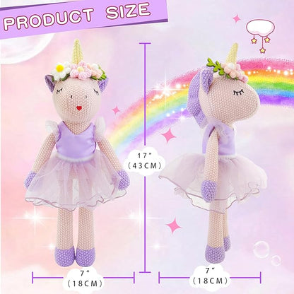 Unicorn Stuffed Animals Plush Ballerina Baby Doll, U nicorn Toys for Girl Age, Stuffed Animals for Girl Birthday Gifts U nicorn Decorations for Girls Toys(Pink)