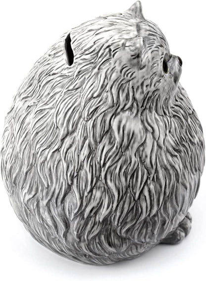 Winsterch Ceramic Piggy Bank for Boys and Girls - Money Saving Box for Kids and Adults, Grey Cat Design, 7.49 x 5.9 Inches