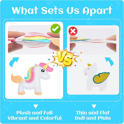VERTOY Kids Crafts Sewing Kit for Girls - DIY Unicorn Toy Kits for Beginners, Birthday Gifts for Girls Age 6-8 8-12 Year Old, 5 Easy Projects