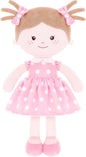 Onetoo Plush Rag Doll Sleeping Cuddle Buddy Doll Soft Baby Doll for Girls First Baby Doll Wear Pink Skirt Dress 14"（Milly Series）