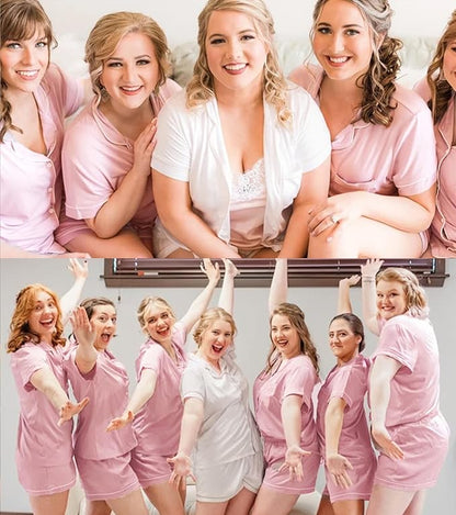 SWOMOG Womens Button Down Pajamas Set Short Sleeve Sleepwear Bride Soft Pj Lounge Sets XS-3XL