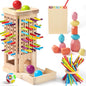 Montessori Toys for 3 Year Old Fine Motor Skills Toys for 5 Year Old Wooden Board Game - Educational Toys with Colorful Sticks, Dice & Stones, Family Game Gifts for Age 4 5 6 7 8 Boys Girls