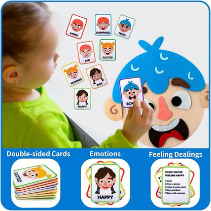 Children's Felt Expression Face DIY Activity Toy, Children's Social Emotional Learning Activity Expression Board Emotional Expression, Educational Puzzle Game Early Education