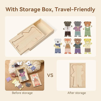 Wooden Puzzles for Toddlers Animal Dress-up Puzzle, Toddler Puzzles, Kids Learning Educational Montessori Toys for 3 4 5 Year Old, Gifts for Boys Girls (Single)
