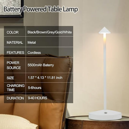 Portable LED Cordless Table Lamps 2 Pack, 5500mAh Rechargeable Battery Operated Restaurant Table Lamp, 3 Colors Mode Stepless Dimming Night Light for in/Outdoor