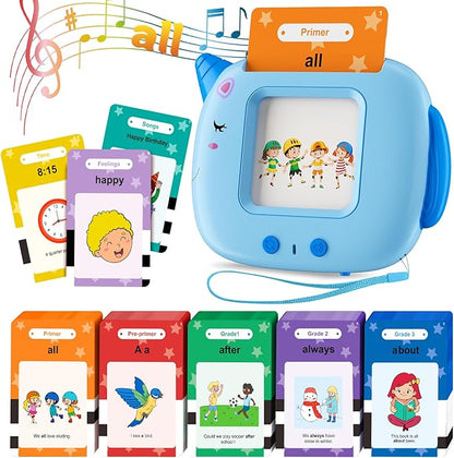 Talking Flash Cards for Toddlers Learning: Alphabet Learning Toys - Matching Spelling Games with 224 Sight Words - Montessori Toys for 3 4 5 6 Years Old Kids (Blue-336 Sight Words)