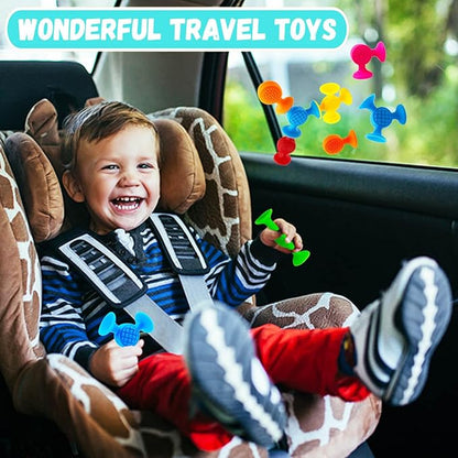 Suction Cup Toys Bath Toys - 12 Pcs Sensory Suction Bath Toy for Toddler Kids, No Hole Bath Suction Toy, Textured Fidget Toys for Travel