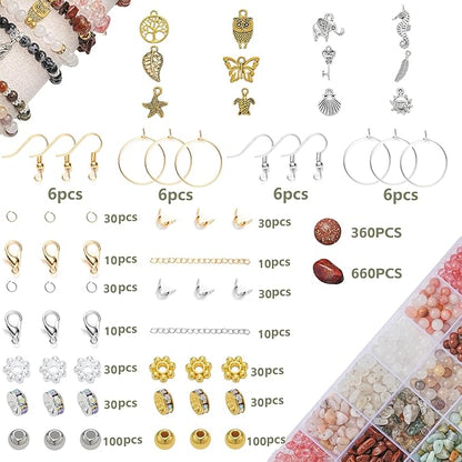 Xyliise Natürliche Perlen Set for Adults Bracelet Making Kit Beads for Bracelets Jewelry Making Kit DIY Crystal Tree Tree of Life DIY Jewelry Necklace Earrings