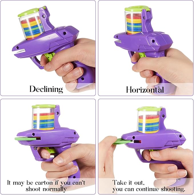 Sumind 2 Pieces Foam Disc Launcher Zip Shot Shooter Disc Shooter (Red, Purple)