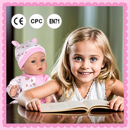 Aori Lifelike Reborn Baby Dolls - 18'' Realistic Newborn Girl Handmade Baby Doll with Pink Outfit & Birth Certificate - Weighted Body for Role Play, Gift for Kids Ages 3+