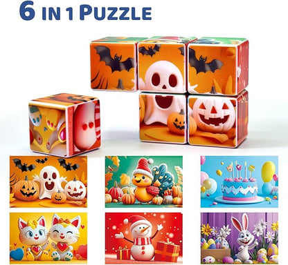 Magnetic Blocks for Toddler Toys, 1.65 inch Magnetic Cubes for Kids, Holidays Theme of Valentine's Day, Easter, Thanksgiving, Halloween, Christmas, Birthday Gifts for Kids