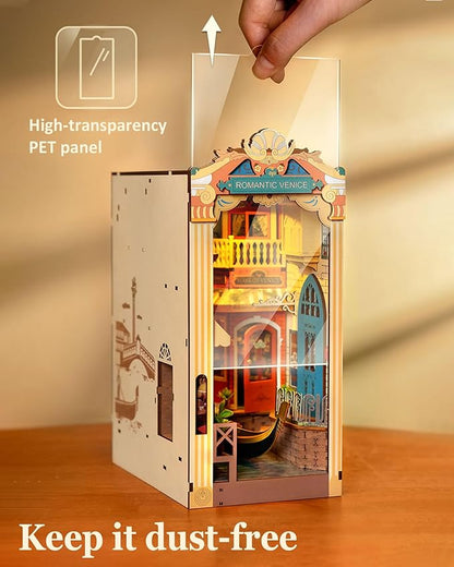 Rolife DIY Book Nook Kits for Adults 3D Wooden Puzzle-Bookshelf Insert Booknook-Miniature Kit-Gifts for Boys Girls (Romantic Venice)