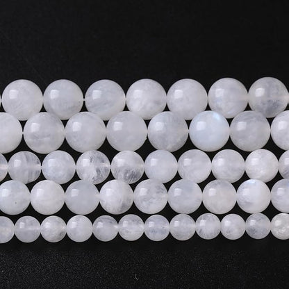 90PCS 8MM Natural Stone White Moonstone Gemstone Semi Precious Beads for Jewelry Making DIY Bracelet