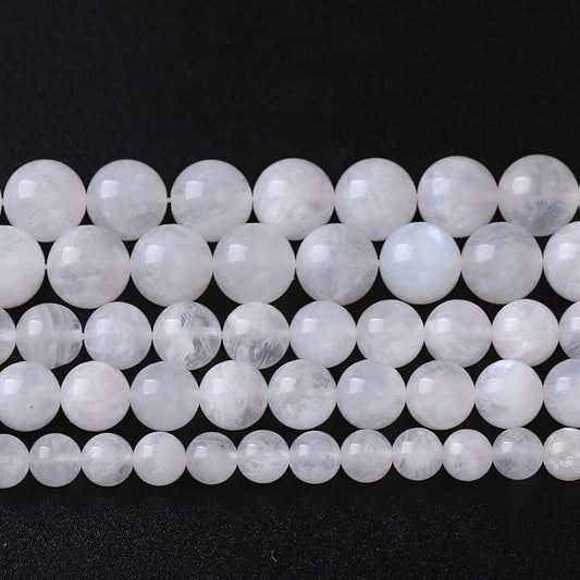4MM 86PCS Natural Stone White Moonstone Gemstone Semi Precious Beads for Jewelry Making DIY Bracelet