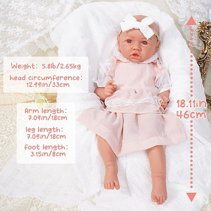 Reborn Baby Dolls Silicone Full Body 19.88in Weighted Real Life Open-Eyes Girl Dolls Lifelike Newborn Baby Soft Body Flexible Limbs Not Vinyl