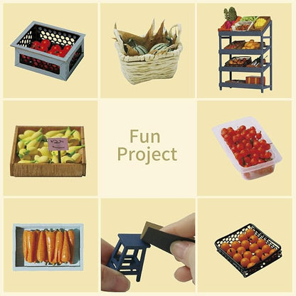 Rolife DIY Miniature House Kit Carl's Fruit Shop, Tiny House Kit for Adults to Build, Mini House Making Kit with Furniture, Halloween/Christmas Decorations/Gifts for Family Friends (Carl's Fruit Shop)