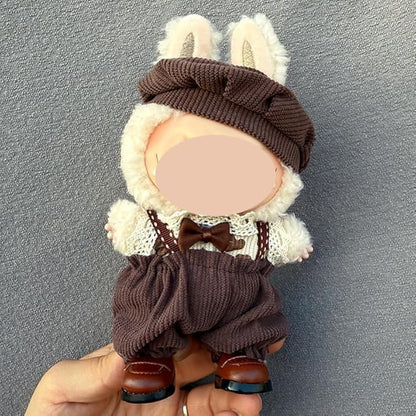 Clothes Set Compatible with 17cm Doll, Hat and Overalls Set for 15cm Doll Accessories Suit, Cute Clothe for Dress up Unique Style (RC12)