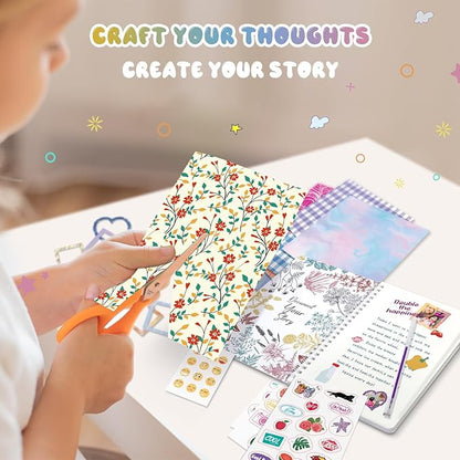 PERRYHOME DIY Journal Kit for Girls Ages 8-14, DIY Girl Journal Set for Teenage Girls Scrapbook & Diary Kits, Journaling Art Crafts Kit Teen 8 9 10 11 12 13 14 Year Old Girl Birthday Gifts - Purple