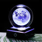 Qianwei 3D Moon Model Crystal Ball Led Lamp Base - Space Decor World Globe Planets Sphere Night Light 80mm 3.15 Inch - Solar System Decor Best Birthday Astronomy Gifts for Men Physics Science Teacher