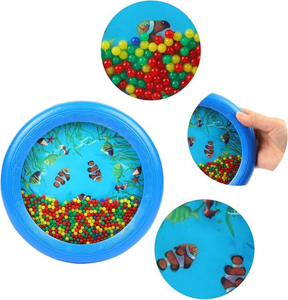 Musfunny Ocean Drum Wave Bead Drums Gentle Sea Sound Music Gift Musical Educational Sea Sound Drum Tool for Kid Child Baby (Blue)
