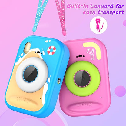 Kids Camera Waterproof IP68, 1080P HD Underwater Camera for Kids Ages 3-12 with Toy-Grade ABS Plastic, Kids Digital Camera for Children Outdoor Swimming Snorkeling Birthday Gift, Rose Red