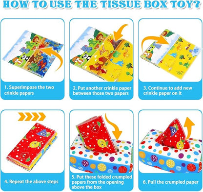 Aiduy Baby Toys 6 to 12 Months - Baby Tissue Box Toys Montessori Toys for Babies 6-12 Months Soft Crinkle Infant Sensory Toys for 1 Year Old Early Learning Toys Baby Boys Girls Gifts