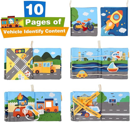 Richgv Baby Books Toys 6-12 Months, Baby Sensory Toys Activity Book Busy Book Learning Toys Travel Toys Soft Cloth Baby Books Touch and Feel Crinkle Book Infant Stroller Toys