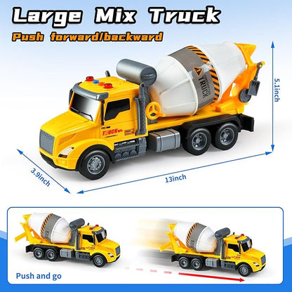 Toddler Trucks Toys,Big Cement Mixer Toy Truck with Lights and Sounds,Truck Vehicle Boy Toy for 3 4 5 6 Year Old,Christmas Birthday Gifts for Boys & Girls