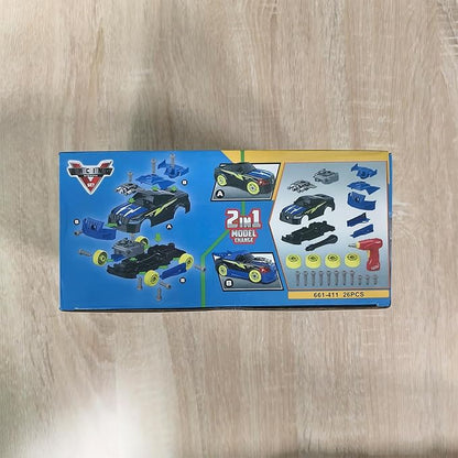 Take Apart Toy Racing Car for Kids Age 3+ Year Old, 2 in 1 Build Your Own Car with Realistic Sounds & Lights, Construction Vehicle Toys with Electric Drill, Ideal Gitfs for Boys(4 Spare Screws)