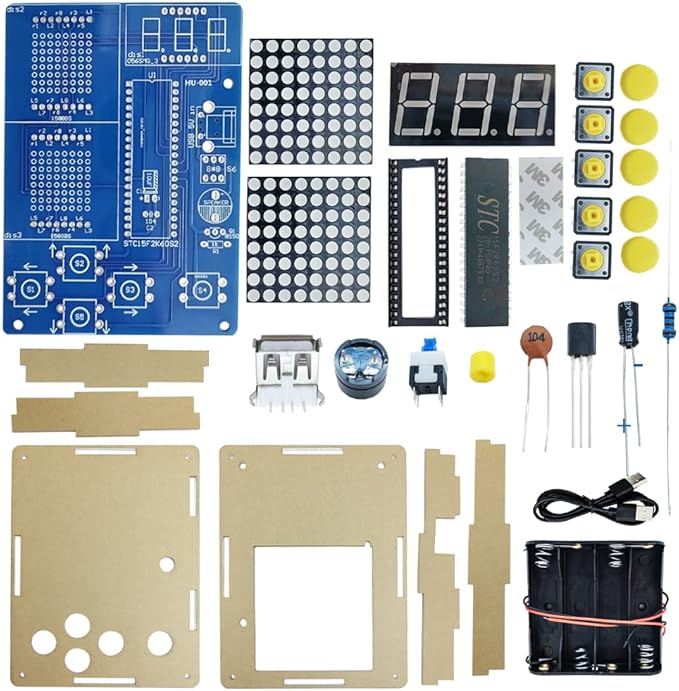 Gikfun Soldering Practice Kit with 4 Retro Games - DIY Electronics Project for STEM Learning, School, Home w/ Acrylic Case EK1987