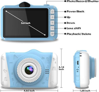 Kids Camera, 12MP Children's Camera for Boys and Girls, 1080P Rechargeable No Games Camera for Kids 3-12 Years Old with 32GB TF Card, USB Charging 8X Zoom.