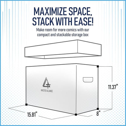 Bundle Set - Premium Short Comic Book Storage Box (3 Pack - White). Thick Cardboard Comic Book Box/Cabinet. Comics Books Bin for 150-175 Collectibles & Black Comics Books Dividers (25 Pack)
